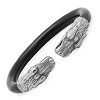 Steeltime Men's black rubber and stainless steel dragon head cuff bracelet - 4 of 4
