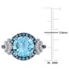EVERLY JEWELRY | Sterling Silver 1/8 CT TW Diamond and 4.81 CT TGW London and Sky Blue Topaz Halo Ring Black Rhodium Plated - 4 of 4