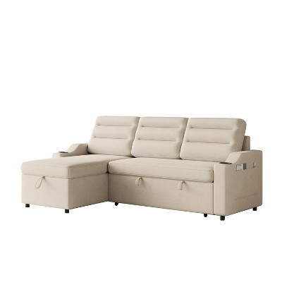 NicBex 83.5 Inch Convertible Sleeper Sofa Bed with Storage Recliner and Cup Holder for Living Room,Small Space,Bedroom
