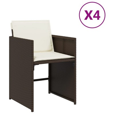 vidaXL Patio Chairs with Cushions 4 pcs Brown Poly Rattan