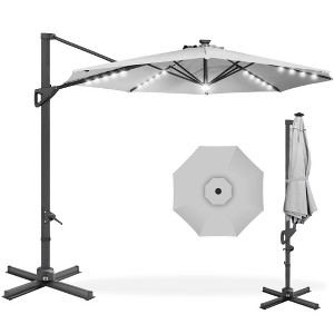 Best Choice Products 10ft 360-Degree Solar LED Lit Cantilever Patio Umbrella, Outdoor Hanging Shade - 1 of 4