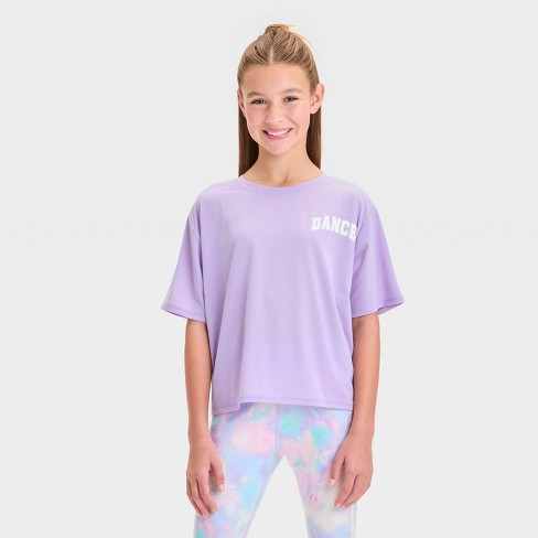 Girls Short Sleeve dance Graphic T shirt All In Motion Purple L Target