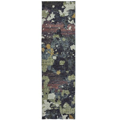 Oriental Weavers Evolution 8029A Navy/ Green Indoor Area Rug - 2'6" x 12'