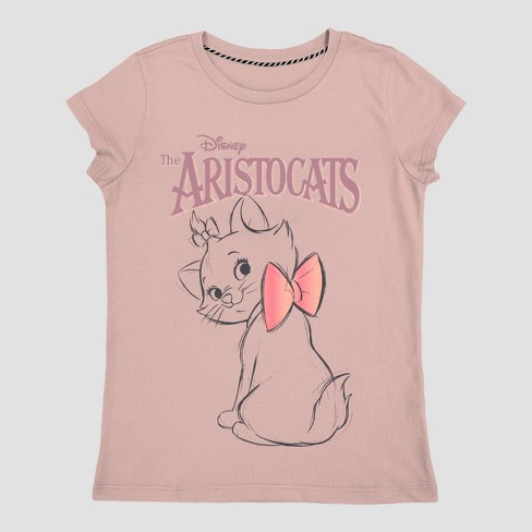Toddler Girls\' Disney Aristocats T-shirt Rose Sleeve Graphic Target - Pink : Short