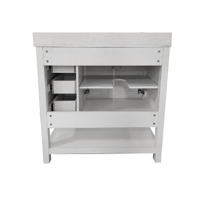Vivien 36" White Composite Bathroom Vanity with Stone Top and Ceramic Sink