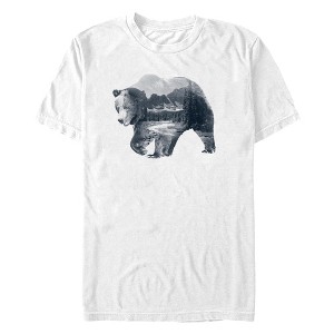 Men's Lost Gods Black and White Photo Real Bear Scene T-Shirt - 1 of 3