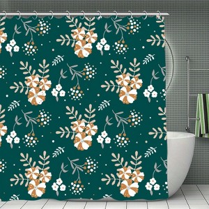 Cartoon Floral Botanical Waterproof Shower Curtain, Polyester Bath Curtain with Privacy Design, Easy Clean & Machine Washable 70.8x70.8 Inch - 1 of 1