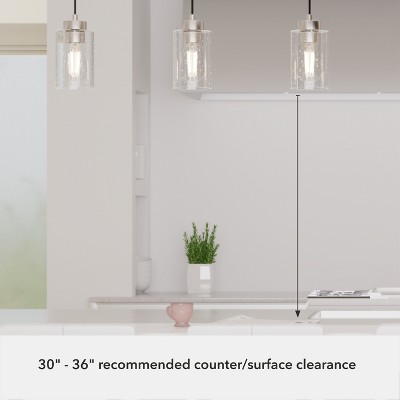 Hartland Seeded Glass 3-Light Brushed Nickel Linear Pendant