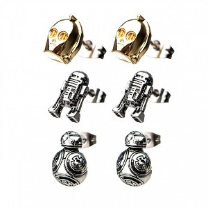 Adult Star Wars Episode 8 Droid Stud Earrings, 3-Sets - 1 of 2