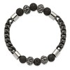 Chisel Stainless Steel Antiqued and Black IP-plated Chain 8mm Lava Stone Beaded Stretch Bracelet - 3 of 4