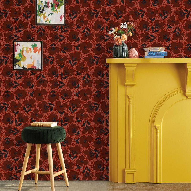 Retro Floral Peel &#38; Stick Wallpaper Red - Opalhouse&#8482;, 5 of 8
