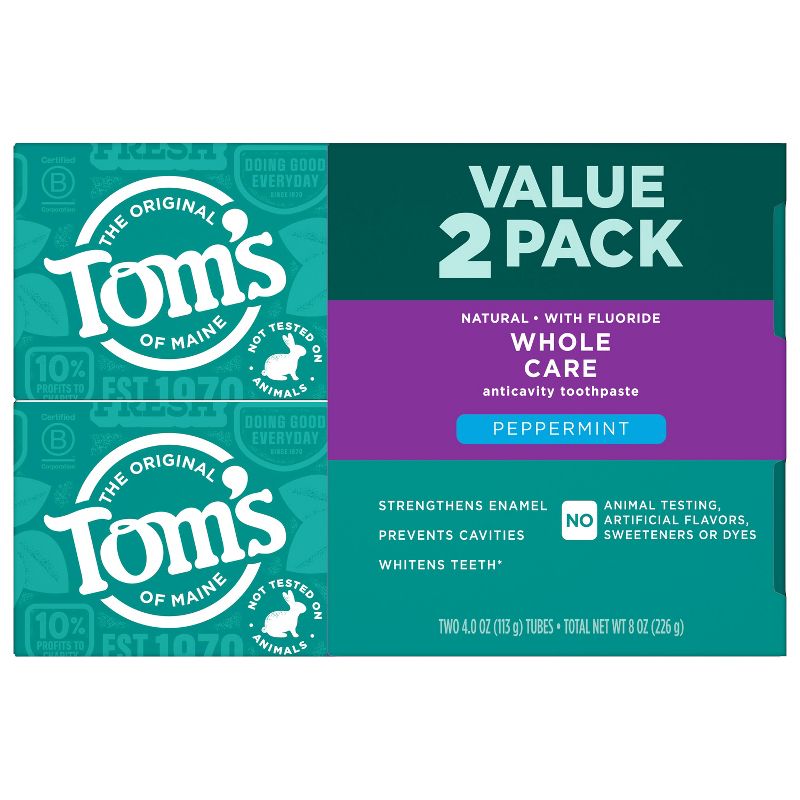 Tom's of Maine Whole Care Peppermint Toothpaste - 4oz, 3 of 8