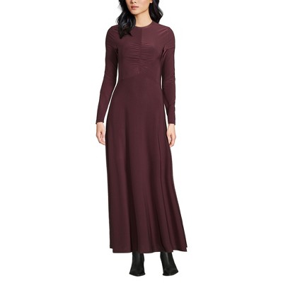Lands' End Women's Silky Knit Ruched Maxi Dress