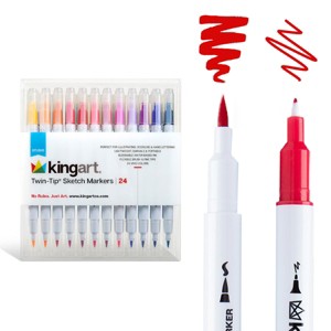 KINGART Twin-Tip Sketch Pens 24 Colors - 1 of 4