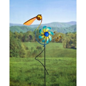 Evergreen Cheerful Summer Days Windspinner Garden Stake, Yellow/blue Bird, Short - 1 of 3
