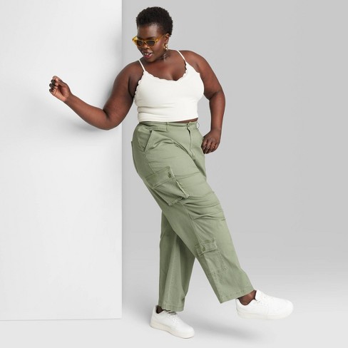 Women's High-rise Cargo Utility Pants - Wild Fable™ Dark Green Xxl