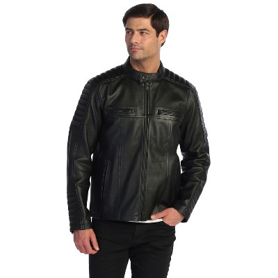 Мужские куртки GIOBERTI Men's Stand Collar Motorcycle Leather Bomber Jacket, Black, S — фото 2