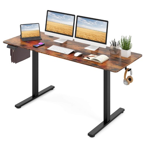 Costway 63 X 24 Inch Sit Stand Desk Height Adjustable Electric Standing Desk Brown Target