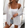 Womens Lightweight Crochet Cardigan Sweater Rib Knit Open Front Mesh Cardigan Sweater Coats - 3 of 4