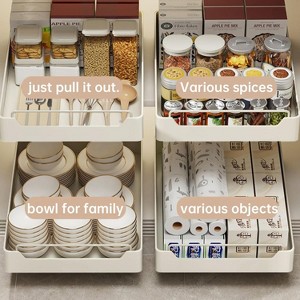 Slide Out Cabinet Organizer, Sliding Drawer Pantry Shelf With Damping Guide, Nylon Adhesive, Heavy Duty Slide Out Pantry Shelves For Kitchen - 1 of 4