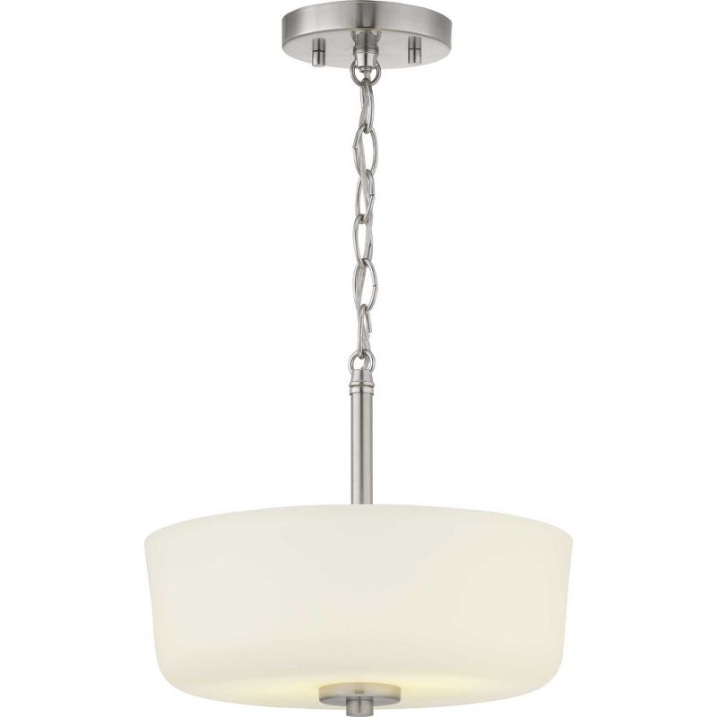 Progress Lighting Tobin Collection 2-Light Semi-Flush Convertible Ceiling Light, Brushed Nickel, Etched White Glass Shade, 2 of 6