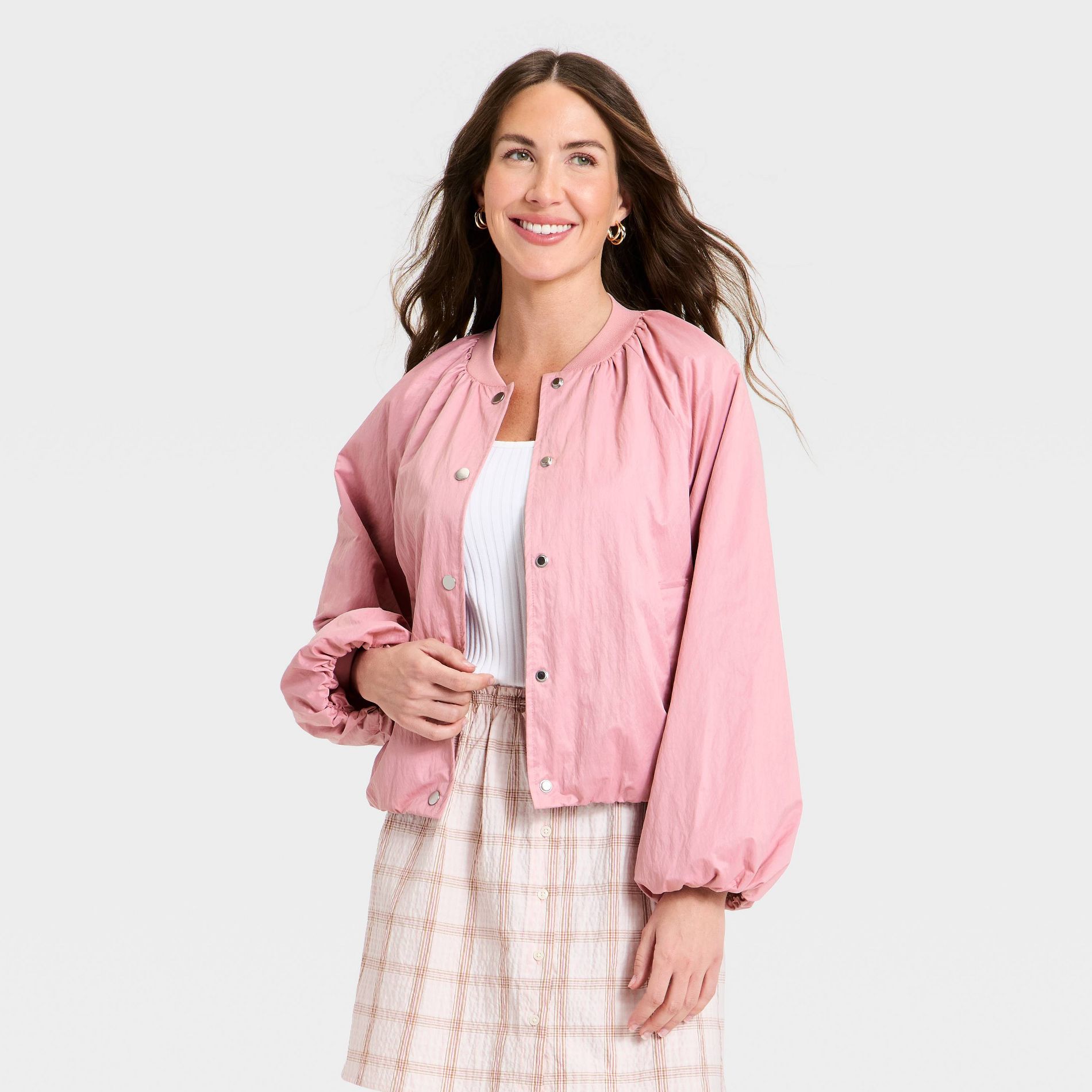 Women's Lightweight Bomber Jacket - A New Day™ Pink S