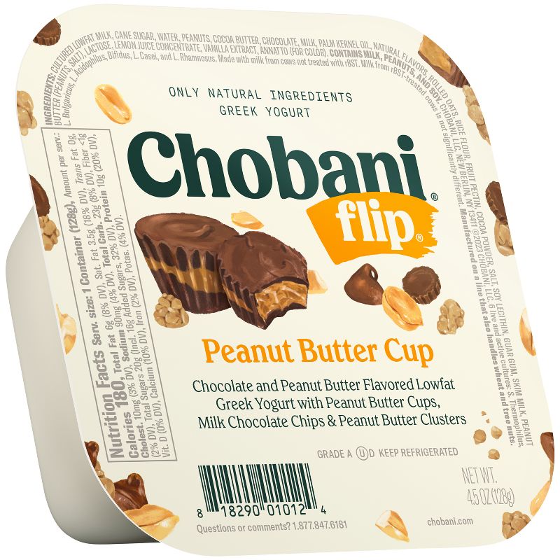 Chobani Flip Low-Fat Chocolate Peanut Butter Cup Greek Yogurt- 4.5oz, 1 of 8