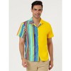 Lars Amadeus Men's Irregular Geometric Color Block Button Down Short Sleeve Shirts - 3 of 4