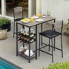 Dining Bar Table Set for 2 with Wine Rack and Storage Shelf, Bar Counter Table with 2 Footrest Chairs,Dining Table Set for 2,Upholstered Chairs - 3 of 4