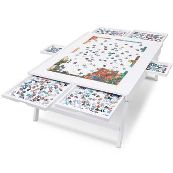 Himimi Wooden Portable Puzzle Table with 6 Drawers