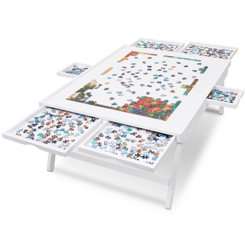 Jumbl 27x35 Jigsaw Puzzle Board Rack W/legs, Mat & 6 Drawers - White :  Target