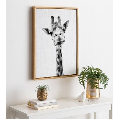 Gold Framed Giraffe Portrait Canvas Wall Art for Nursery