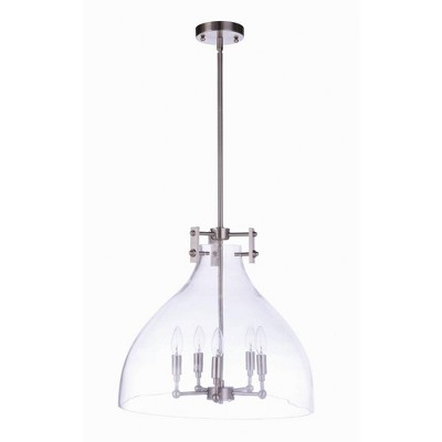 Chardonnay 5-Light Clear Glass Pendant with Brushed Nickel Finish