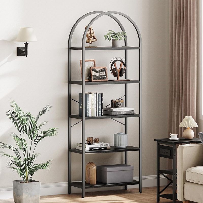 Whizmax Arched Bookshelf,5 Tier Metal Frame Bookcase, Modern Bookcases Tall Book Shelf,Open Display Shelves for Office, Study Room, Living Room, 2 of 9