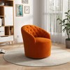 SEYNAR Modern Velvet Upholstered 360 Degree Swivel Barrel Chair with Button Tufted Back - 3 of 4
