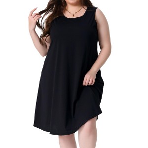 Agnes Orinda Women's Plus Size Boho Sleeveless Round Neck Midi Beach Sundress with Pocket - 1 of 4