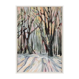 Kate & Laurel All Things Decor Sylvie Vermont Framed Canvas Wall Art by Emily Kenney White Abstract Brushstrokes Nature - 1 of 4