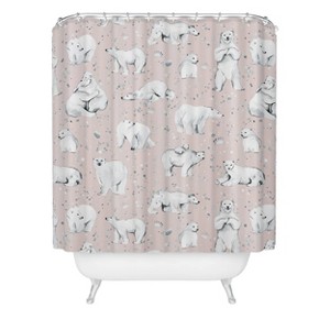 Ninola Design Winter Polar Bears Shower Curtain Pink/White - Deny Designs - 1 of 3