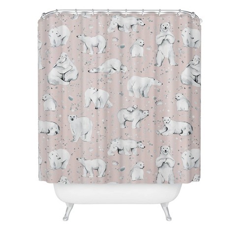 Ninola Design Winter Polar Bears Shower Curtain Pink/White - Deny Designs - image 1 of 3