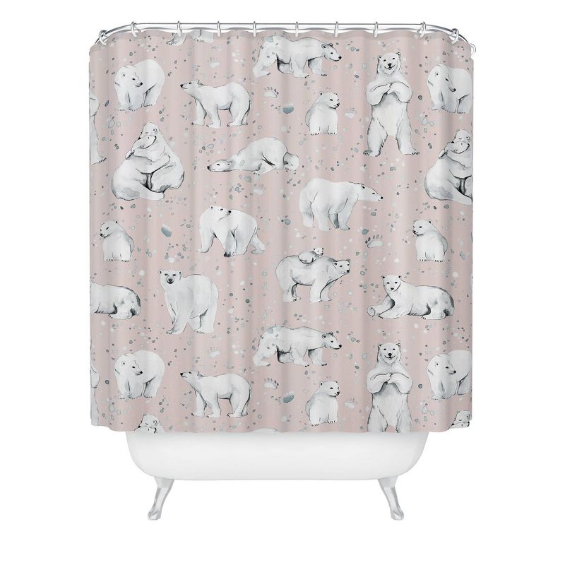 Ninola Design Winter Polar Bears Shower Curtain Pink/White - Deny Designs, 1 of 5