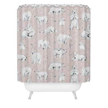 Ninola Design Winter Polar Bears Shower Curtain Pink/White - Deny Designs