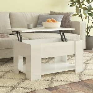 vidaXL Coffee Table High gloss white Engineered wood Medium Convertible - 1 of 4