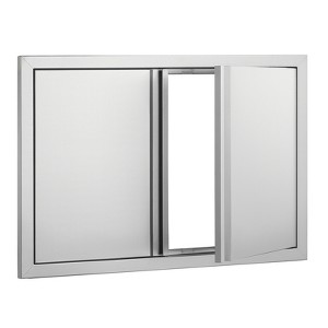 VEVOR BBQ Access Door, 28W x 19H Inch Double Outdoor Kitchen Door, Stainless Steel Flush Mount Door, Wall Vertical Door with Recessed Handles - 1 of 4