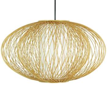 Vintiquewise Handmade Modern Round Bamboo Wicker Rattan Lamp Hanging Light Shade