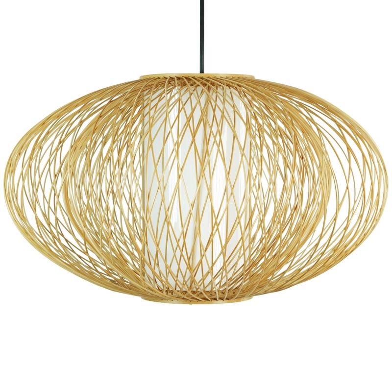 Vintiquewise Handmade Modern Round Bamboo Wicker Rattan Lamp Hanging Light Shade, 1 of 8