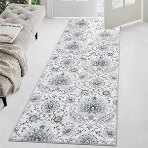 Washable Vintage Paisley Print Rug, Soft Low-Pile Non-Slip Indoor Area Rug, Non-Shedding Retro Distressed Accent Carpet for Living Room, Bedroom - 1 of 4