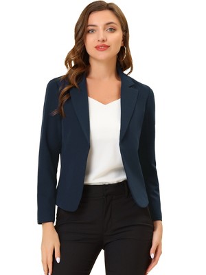 INSPIRE CHIC Women's Open Front Office Long Sleeve Lightweight Printed Floral Crop Suit Blazer