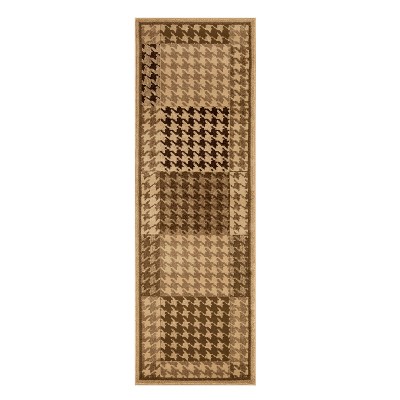 Abstract Houndstooth Checkered Geometric Border Power-Loomed Living Room Bedroom Entryway Indoor Area Rug or Runner by Blue Nile Mills