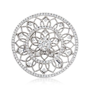 Ross-Simons 1.05 ct. t.w. Diamond Openwork Circle Ring in Sterling Silver Size 7 - 1 of 3