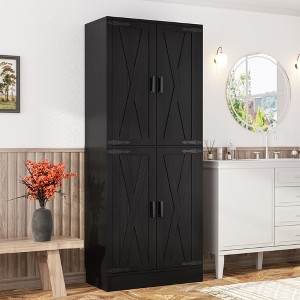 Besiost Freestanding Kitchen Pantry Cabinet with 4 Doors, 71" Large Storage Cupboard with Drawer and Shelves - 1 of 4